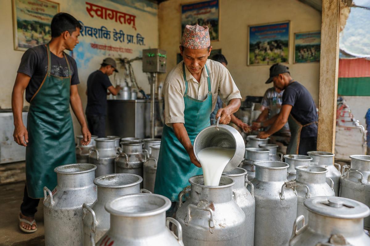 Workers at a small handicraft enterprise in Lalitpur, Nepal